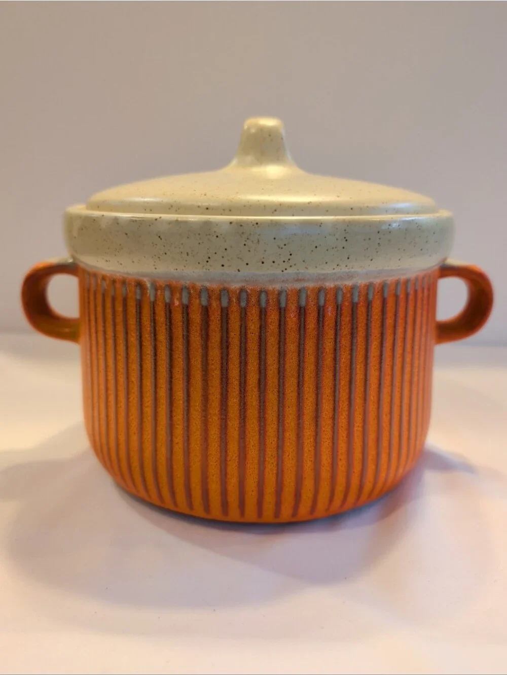 Stoneware Casserole Haeger 3210-S Lidded Ribbed Crock 1970s Vintage 8